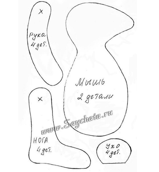 Выкройка туловища, лап, уха Выкройка туловища, лап, уха